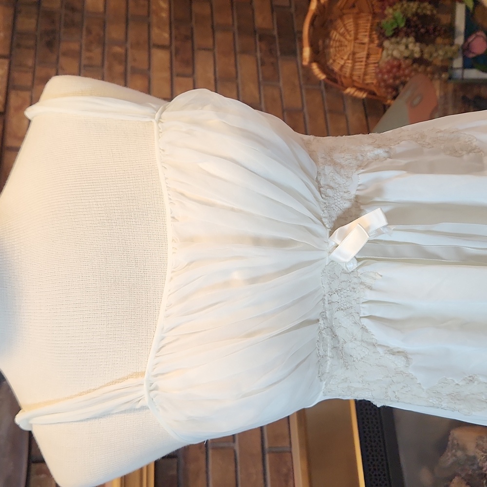 Elegant Off White Empire Waist Nightgown Vintage Feminine Sexy Tall